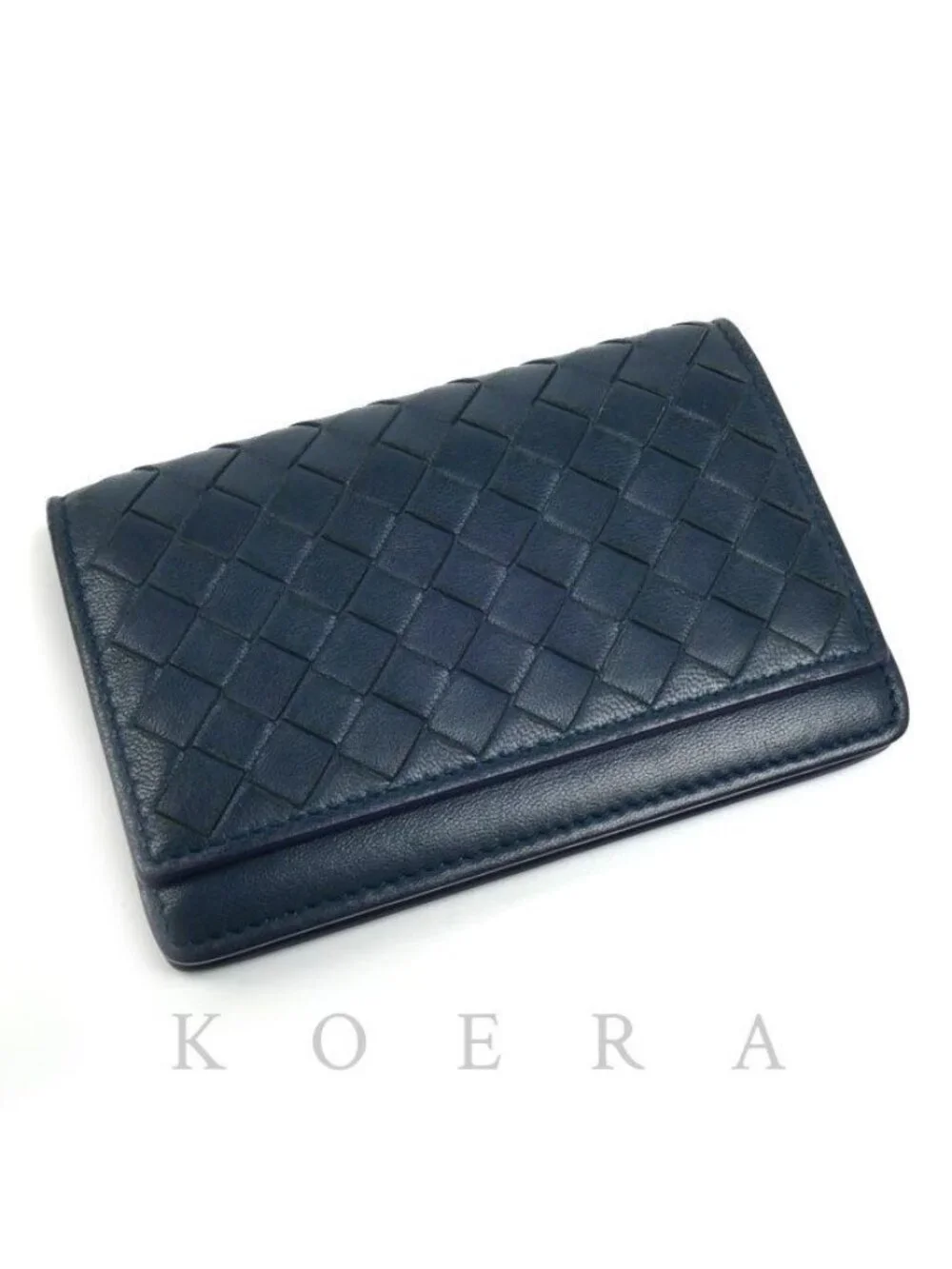 Bottega Veneta Intrecciato Card Case Navy